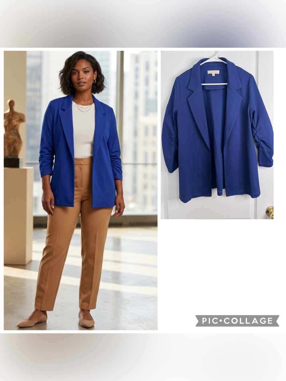 Scarlett Women's Open-Front Blue Blazer Jacket size M